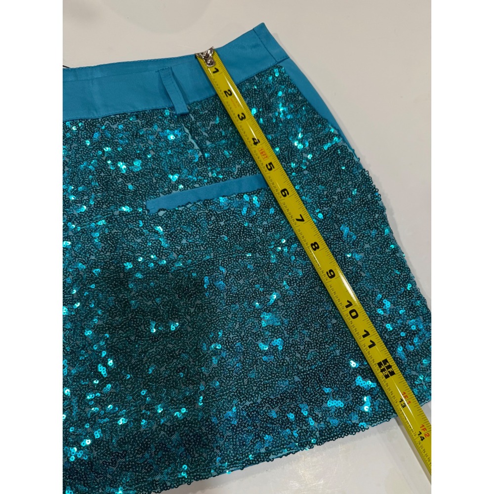 Fashion Nova Like To Party Sequin Mini Skirt Turquoise Blue Sparkly Size M NEW - Picture 8 of 12